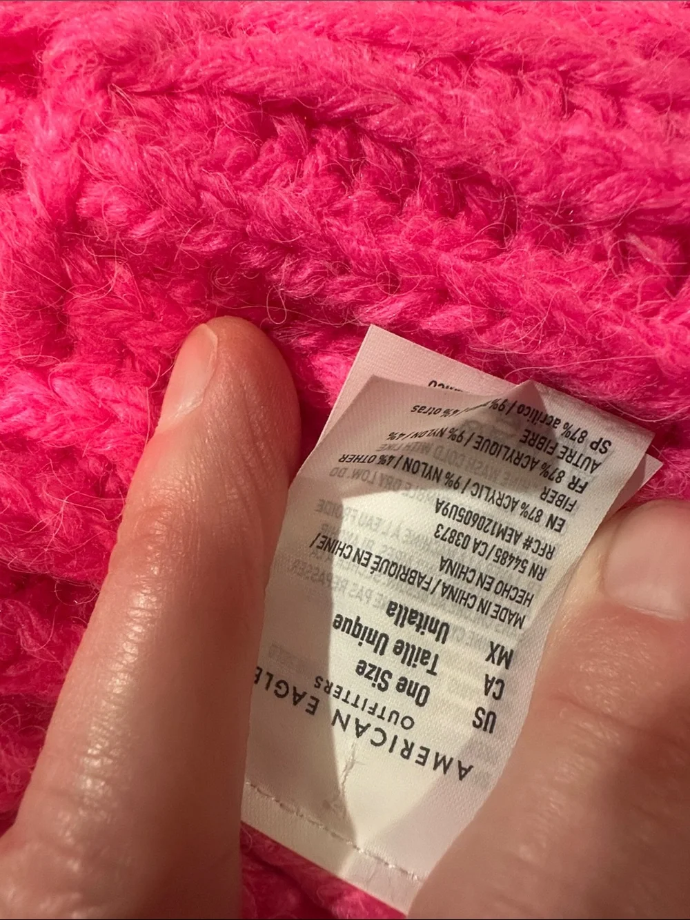 American Eagle Outfitters Hot Pink Ribbed Fringe Scarf